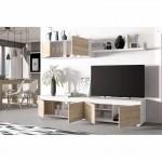 TV stand 4 doors with wall shelf 2 doors L200 cm VESON (White, oak)