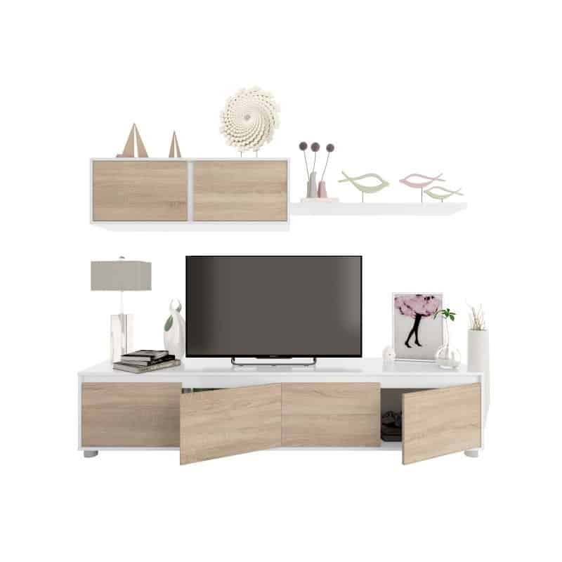 TV stand 4 doors with wall shelf 2 doors L200 cm VESON (White, oak) - image 58615