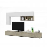 TV stand 2 doors L260cm and wall shelf L210 cm VESON (White, oak)
