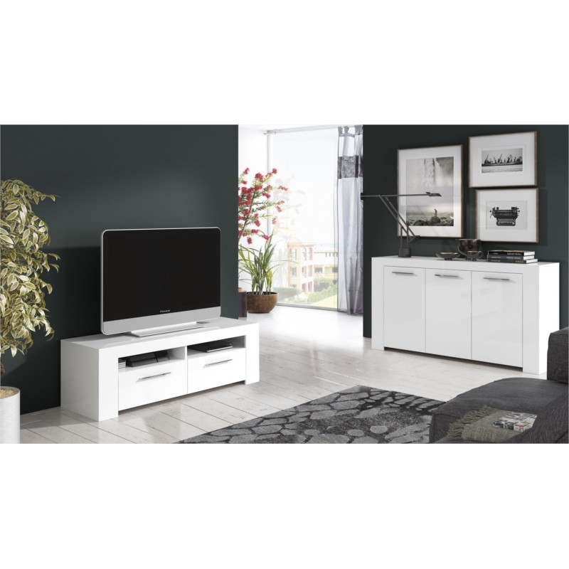 Porta TV con 2 ante e 2 nicchie contenitore L120 cm (Bianco) - image 58634