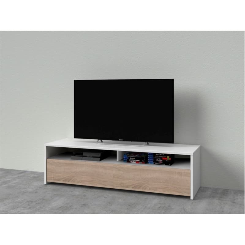 TV stand 2 swing doors and 2 storage niches VESON (White, oak) - image 58644