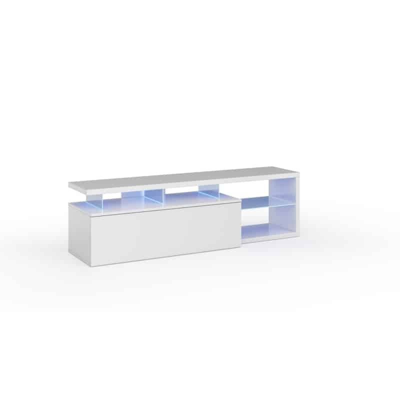 LED TV stand 1 door and 4 niches L150 cm VESON (Glossy white) - image 58648