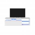 Porta TV LED 1 anta e 4 nicchie L150 cm VESON (Bianco lucido)