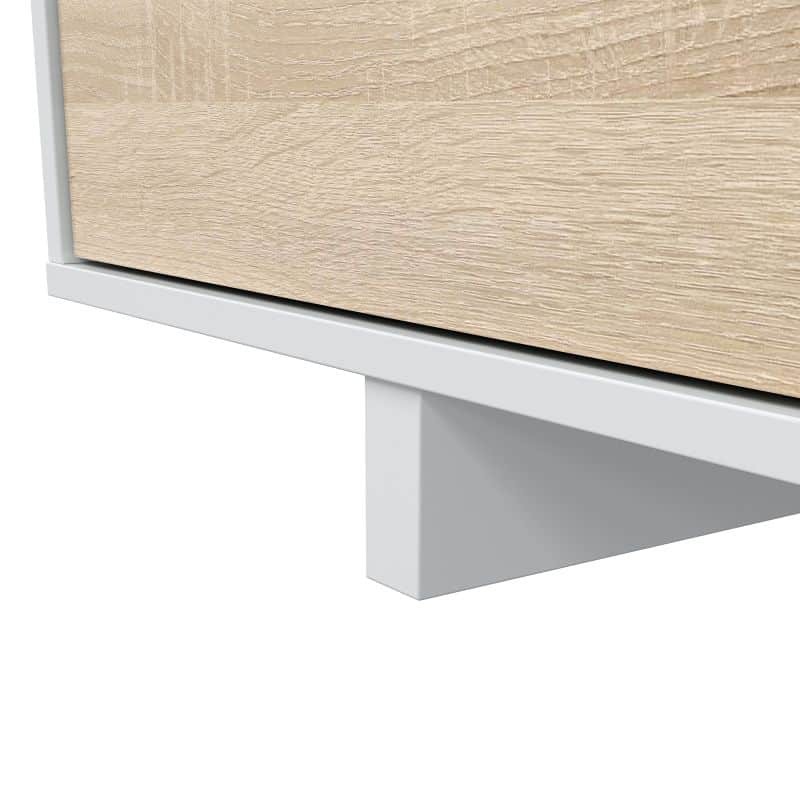Meuble TV 3 portes avec 1 niche et étagère murale VESON (Blanc, chêne) - image 58670