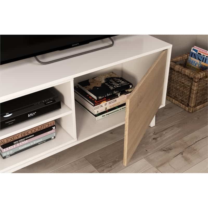 TV stand 2 doors with 2 niches and wall shelf VESON (White, oak) - image 58688