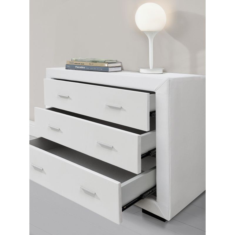 Bedroom chest of drawers 3 drawers in ALESIA Imitation Leather (white) - image 58712