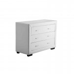 Bedroom chest of drawers 3 drawers in ALESIA Imitation Leather (white)