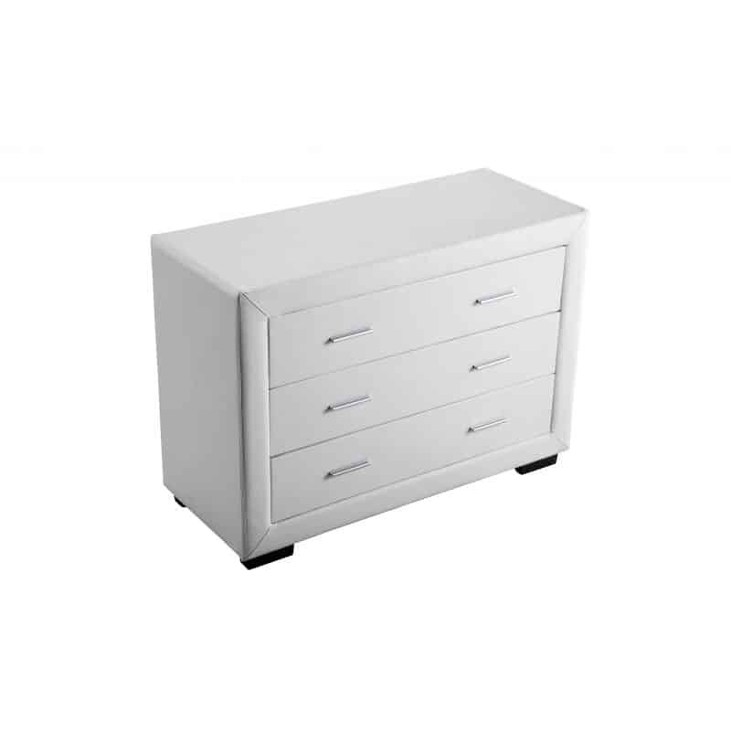 Bedroom chest of drawers 3 drawers in ALESIA Imitation Leather (white) - image 58718