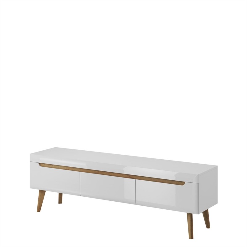  Scandinavian TV stand 3 drawers 160 cm GAIA (White, wood) - image 58758
