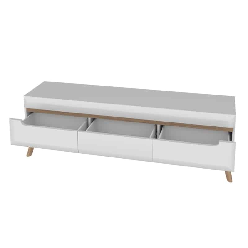  Scandinavian TV stand 3 drawers 160 cm GAIA (White, wood) - image 58759