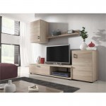 TV stand 1 door with shelf and wall column LIVIA (Wood)