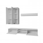2-door TV stand with shelf and wall columns CHARLES (White)