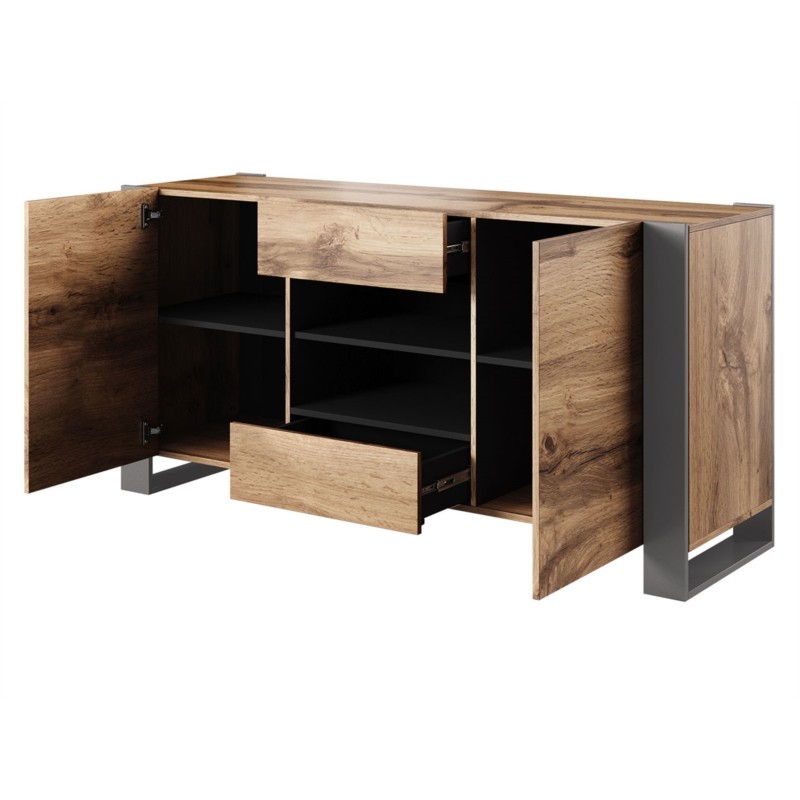 Industrial sideboard 2 doors and 2 drawers VLAD (Black, wood) - image 58771