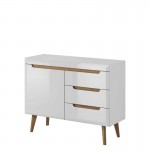 Scandinavian sideboard 1 door and 3 drawers GAIA (White, wood)