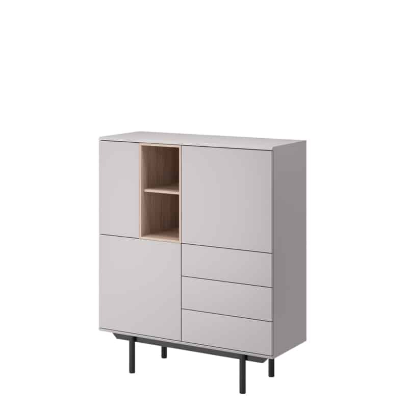 Industrial high sideboard 3 doors and 3 drawers NORI (Grey, wood) - image 58786