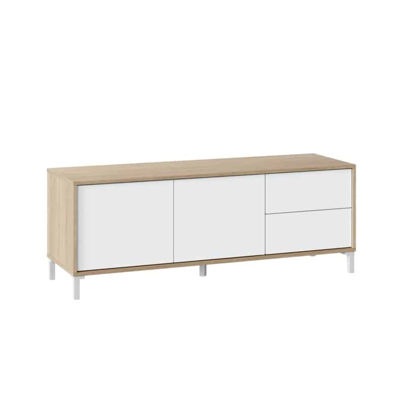 TV stand 2 doors and 2 drawers L130 cm VESON (White, Oak) - image 58795