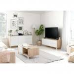 TV stand 2 doors and 2 drawers L130 cm VESON (White, Oak)