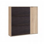 Shoe cabinet 3 flaps, 1 door (30 pairs) L106xH115 cm ZIAN (Light oak, black)