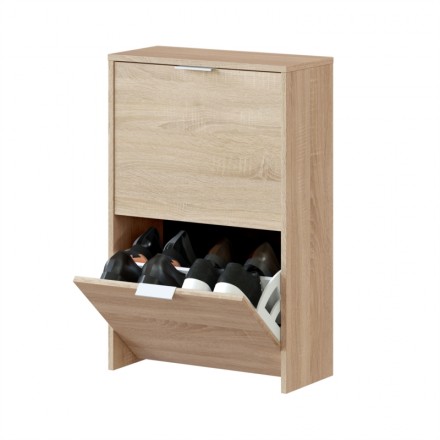 LEDSIX Juego de muebles para zapatos, 2 piezas, roble ahumado, 52,5 x 30 x  50 cm, armarios y almacenamiento