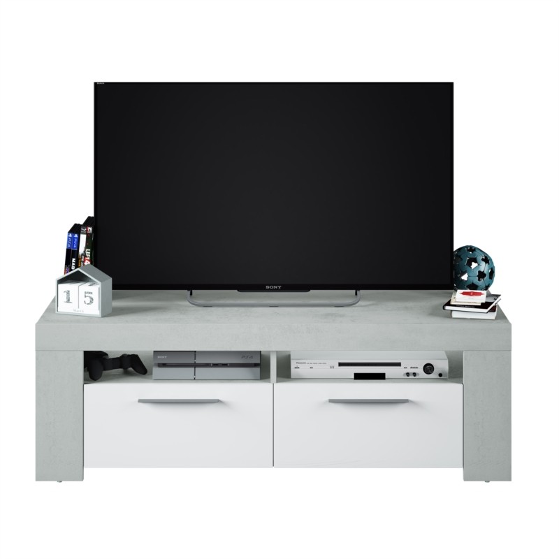 TV stand with 2 doors and 2 storage niches L120 cm VESON (White, concrete) - image 58836