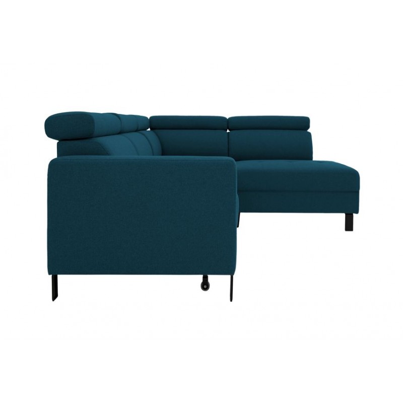 Corner sofa convertible 5 places headrest fabric JACKY Blue oil - image 58876