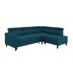 Corner sofa convertible 5 places headrest fabric JACKY Blue oil