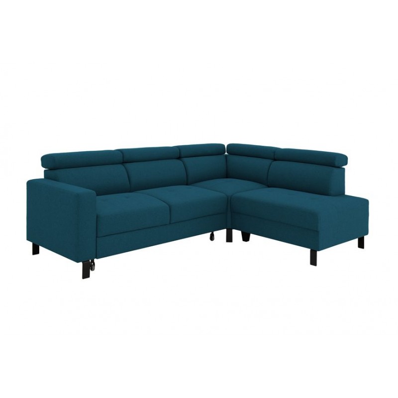Corner sofa convertible 5 places headrest fabric JACKY Blue oil - image 58878