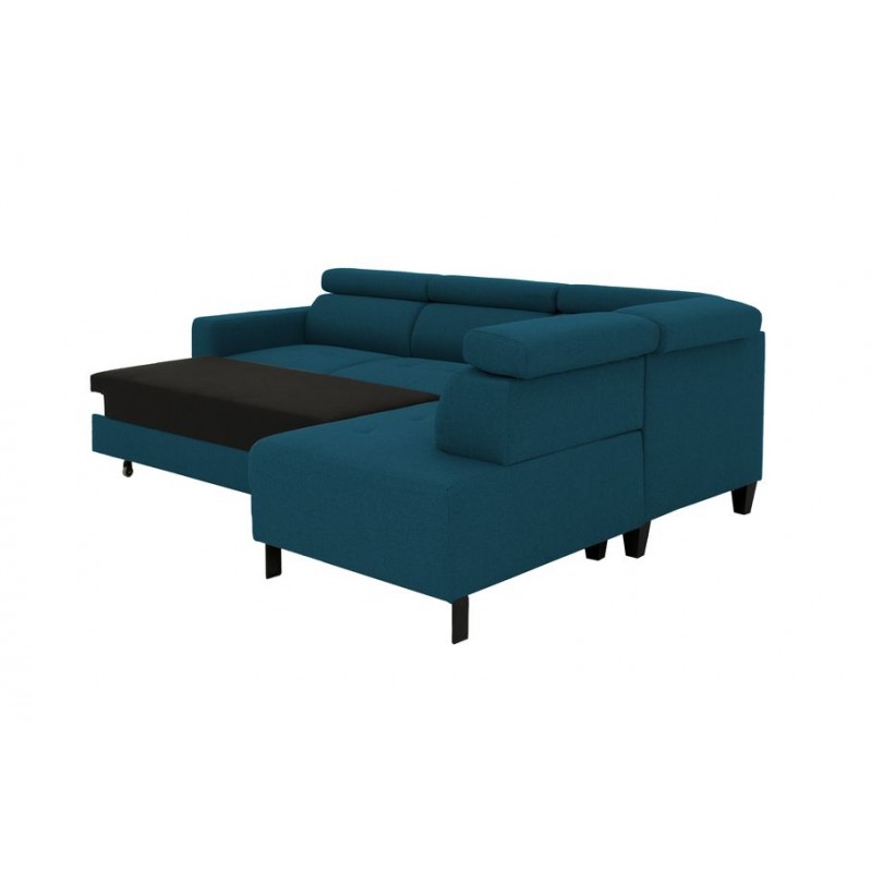 Corner sofa convertible 5 places headrest fabric JACKY Blue oil - image 58880