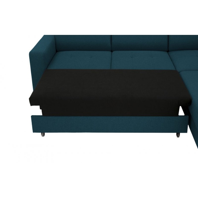 Corner sofa convertible 5 places headrest fabric JACKY Blue oil - image 58882