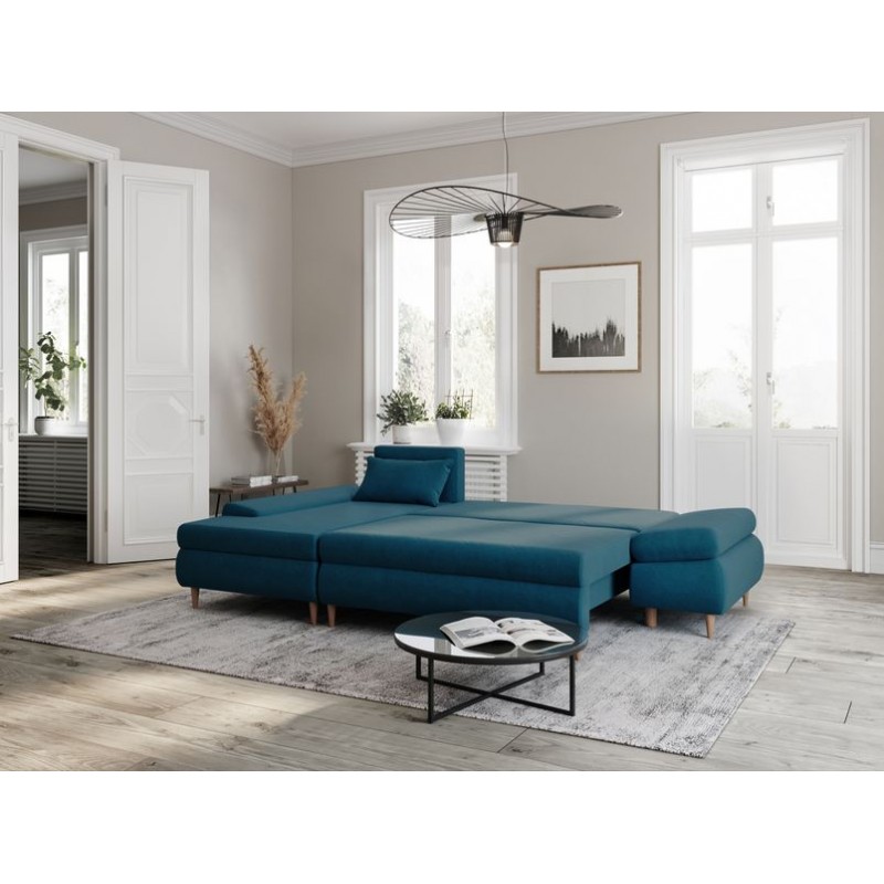 Convertible corner sofa 5 places fabric Left Corner CHAPUIS (Petrol blue) - image 58902