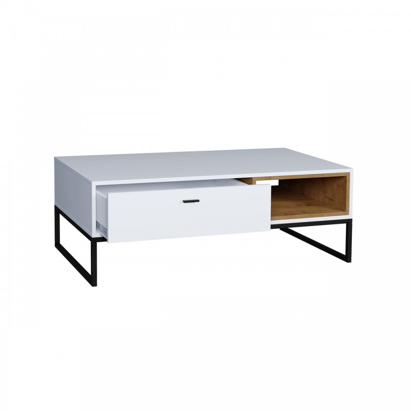 Table basse 1 tiroir 120 cm OLIE (Blanc) - image 58905
