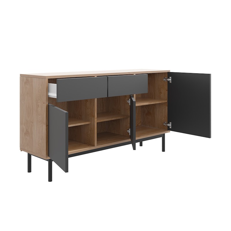  Industrial sideboard 3 doors and 2 drawers BETH (Grey, wood) - image 58917