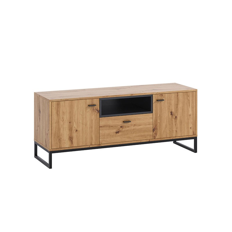  TV stand 2 doors and 1 drawer 135 cm OLIE (Black, wood) - image 58949