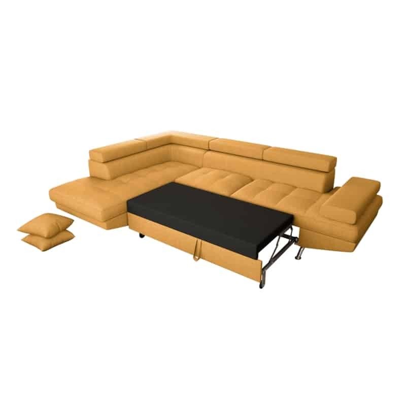 Convertible corner sofa 5 places fabric Left Corner RIO (Ochre yellow) - image 59075