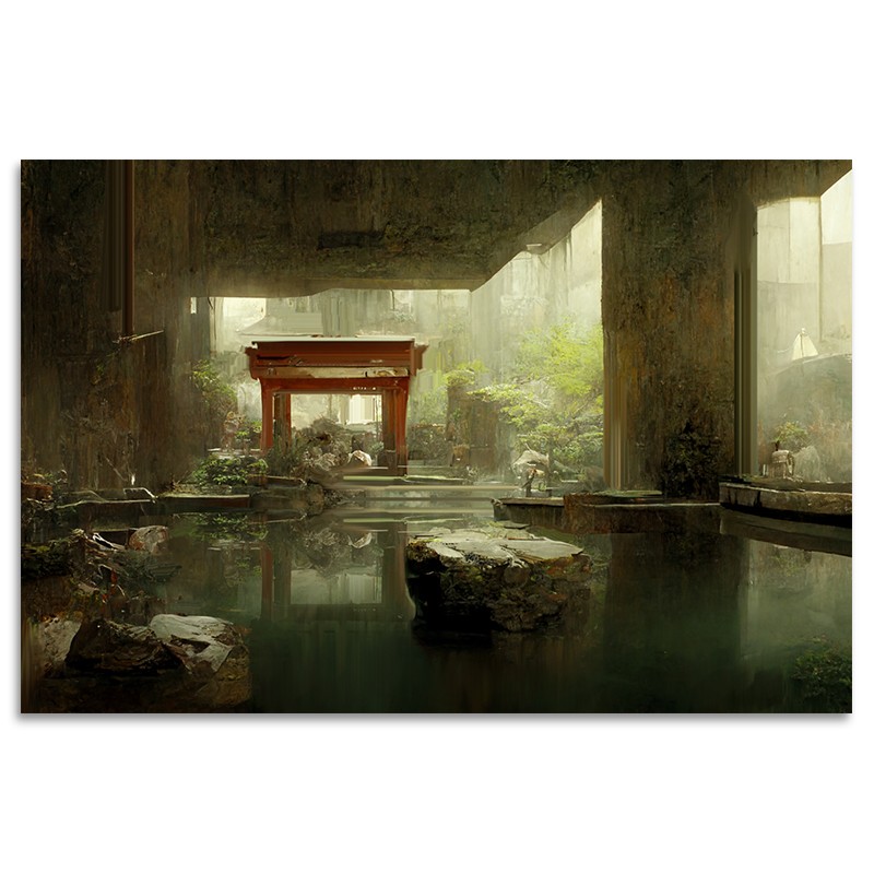 Tischdruck Metallträger Japanischer Garten (mehrfarbig) - image 59145