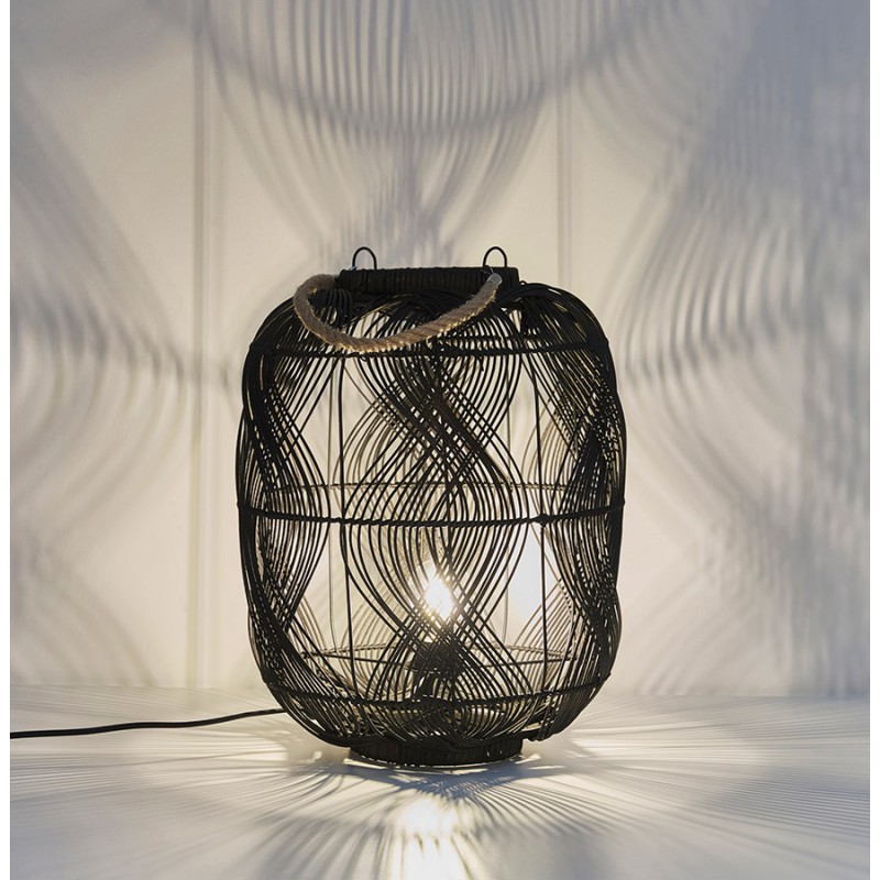 Lampe de table LANTERNE en rotin (noir) - image 59263