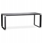 Mesa de reuniones recta de escritorio diseño vidrio templado (200x100 cm) BOIN (negro)