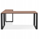 Corner desk design in wood black feet (160x170 cm) OSSIAN (walnut finish)