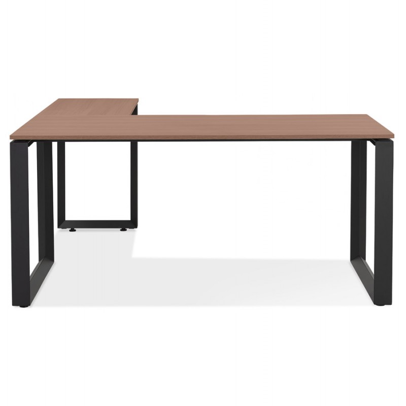 Diseño de escritorio de esquina en pies negros de madera (160x170 cm) OSSIAN (acabado nogal) - image 59389