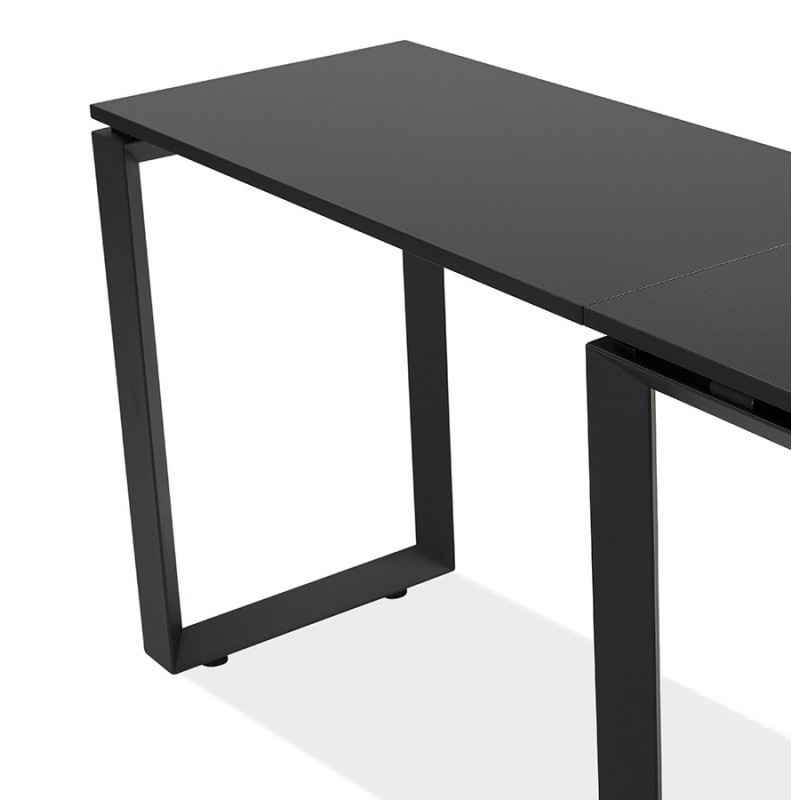 Escritorio de esquina de diseño en pies negros de madera (160x170 cm) OSSIAN (acabado negro) - image 59415