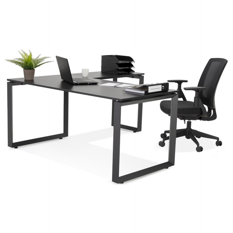 Design corner desk in wood black feet (160x170 cm) OSSIAN (black finish) - image 59417