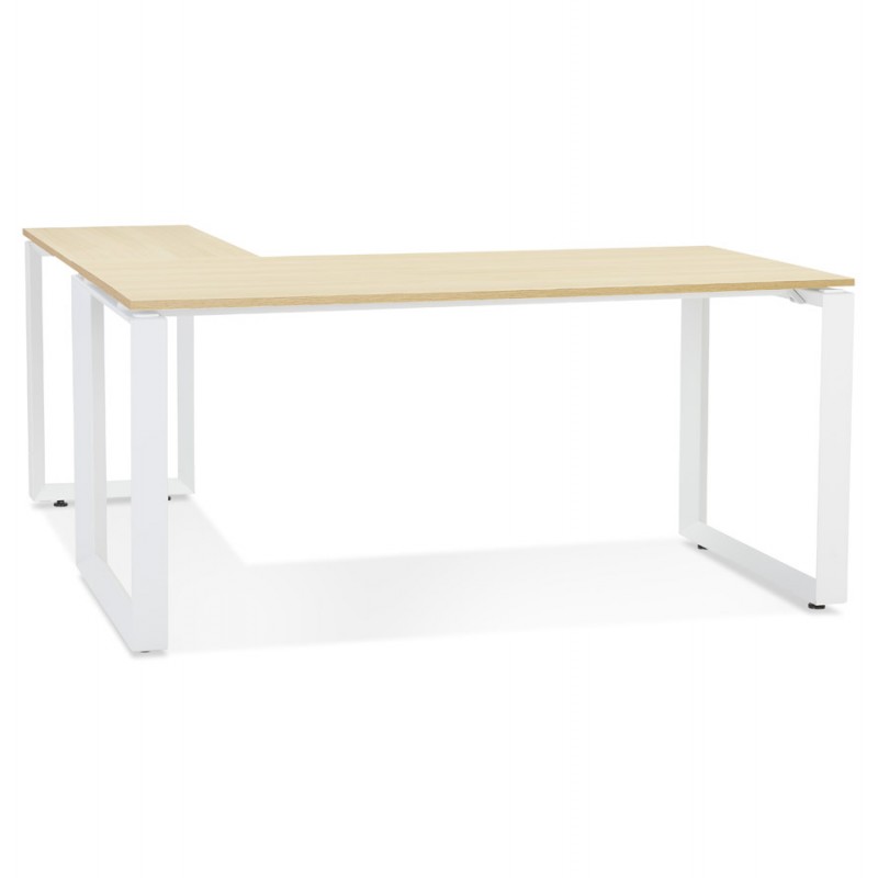 Design corner desk in wood white feet (160x170 cm) OSSIAN (natural finish) - image 59418