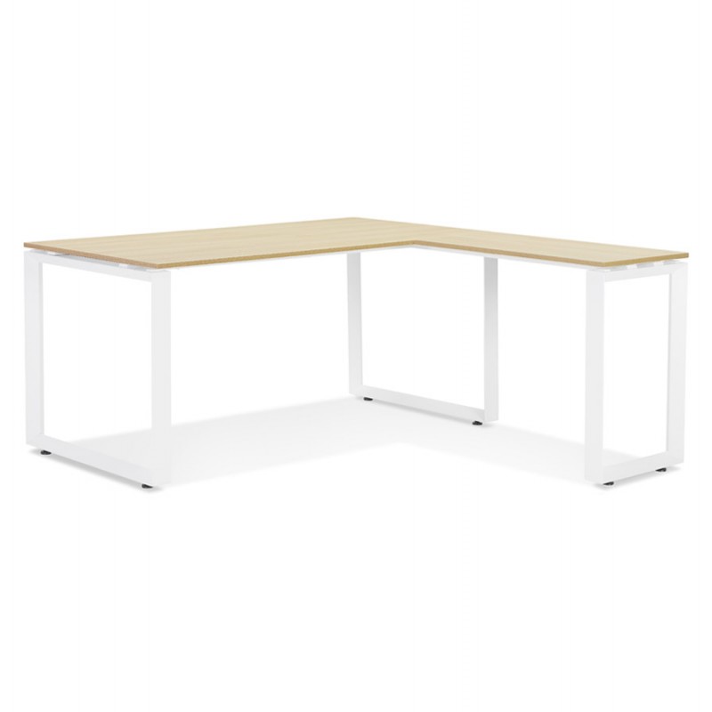 Design corner desk in wood white feet (160x170 cm) OSSIAN (natural finish) - image 59421