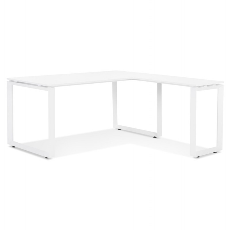 Bureau d'angle design en bois pieds blancs (160x170 cm) OSSIAN (finition blanc) - image 59428
