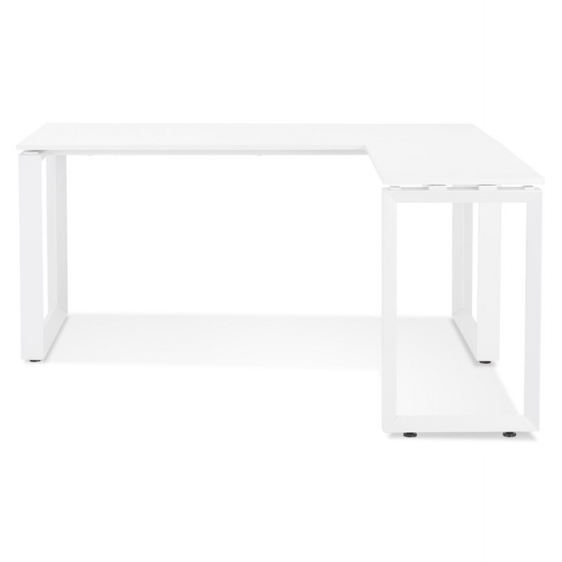 Bureau d'angle design en bois pieds blancs (160x170 cm) OSSIAN (finition blanc) - image 59429