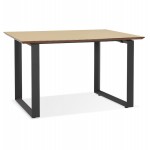 Straight desk design in wood black feet (70x130 cm) COBIE (natural finish)