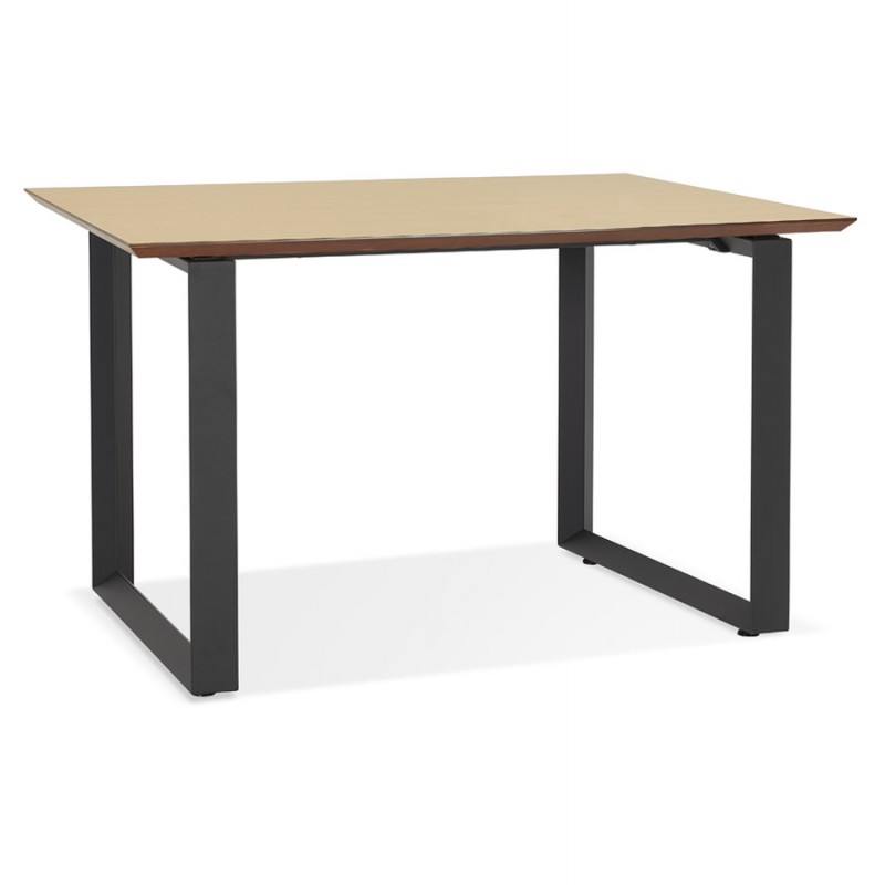 Diseño de escritorio recto en pies negros madera (70x130 cm) COBIE (acabado natural) - image 59444