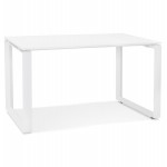 Geradliniges Schreibtischdesign weiße Holzfüße (60x120 cm) OSSIAN (weißes Finish)