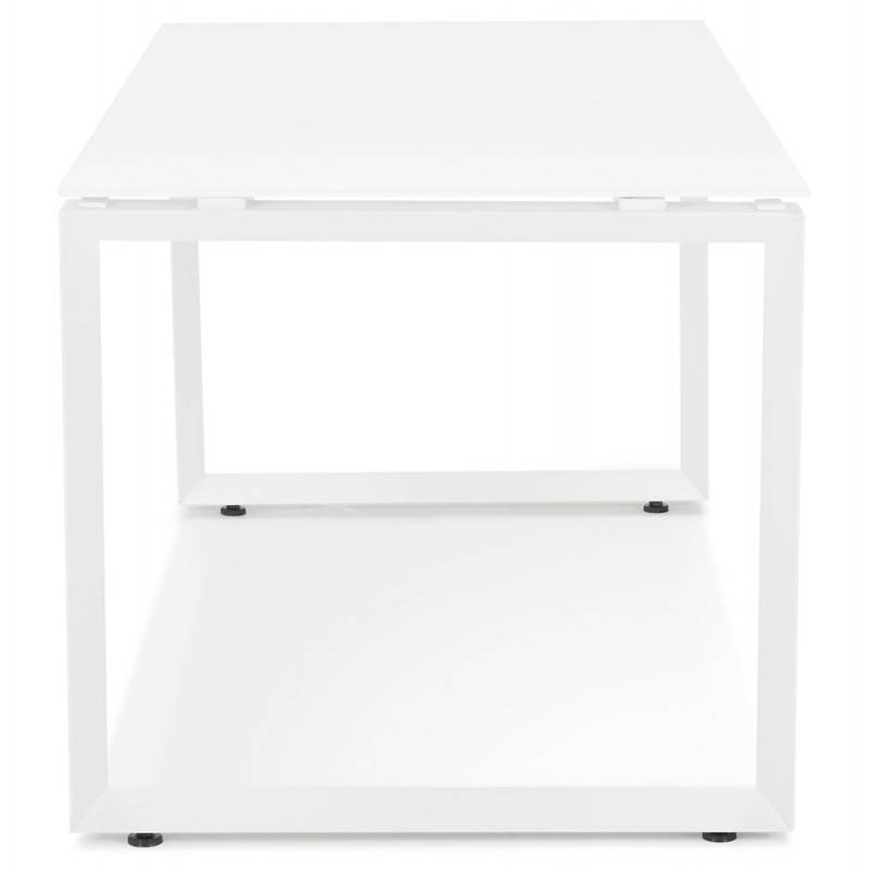 Escritorio recto de diseño en cristal templado pies blancos (60x120 cm) OSSIAN (acabado blanco) - image 59479