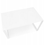 Scrivania dritta design in vetro temperato piedini bianchi (60x120 cm) OSSIAN (finitura bianca)
